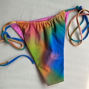 Frankie’s Bikinis Tia String Bikini Bottom in Multi Color NWOT